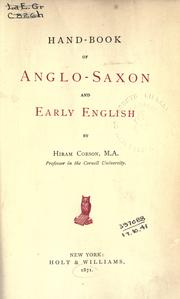 Cover of: Hand-book of Anglo-Saxon and early English. by Hiram Corson