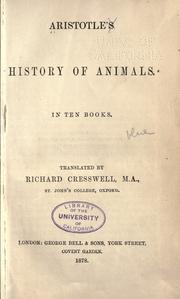 Cover of: Aristotle's History of animals.: In ten books.