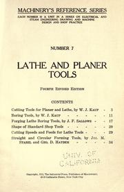 Cover of: Lathe and planer tools.