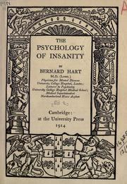 Cover of: The psychology of insanity. by Bernard Hart