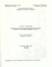 Cover of: Professor of Russian and European intellecutal history, University of California, Berkeley, 1957-1997