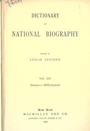 Cover of: Dictionary of national biography by Edited by Leslie Stephen [and Sidney Lee]