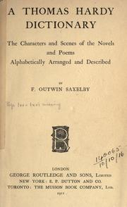 Cover of: A Thomas Hardy dictionary by F. Outwin Saxelby