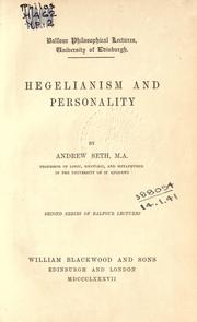 Cover of: Hegelianism and personality. by Seth Pringle-Pattison, A.