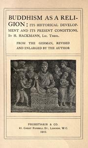 Cover of: Buddhism as a religion by Heinrich Friedrich Hackmann