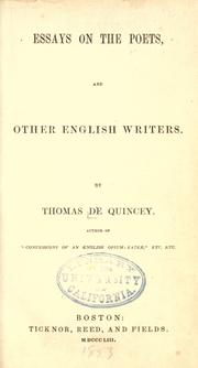 Cover of: Essays on the poets: and other English writers