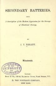 Cover of: Secondary batteries by J. T. Niblett