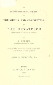 Cover of: Historico-critical inquiry into the origin and composition of the Hexateuch: (Pentateuch and Book of Joshua