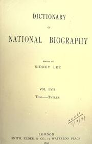 Cover of: Dictionary of national biography by Edited by  Sidney Lee