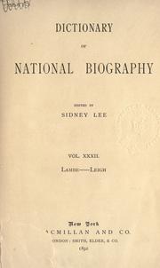 Cover of: Dictionary of national biography by Edited by Sidney Lee