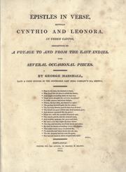 Cover of: Epistles in verse, between Cynthio and Leonora, in three cantos, descriptive of a voyage to and from the East Indies.: With several occasional pieces.