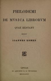 Cover of: De musica librorum quae exstant by Philodemus of Gadara