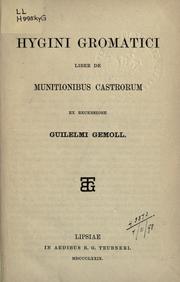 Cover of: Liber de munitionibus castrorum by Hyginus Gromaticus