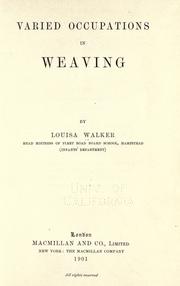 Cover of: Varied occupations in weaving