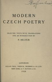 Cover of: Modern Czech poetry, selected texts with translations and an introd. by P. Selver.