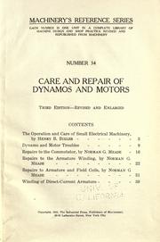 Cover of: Care and repair of dynamos and motors ... by 