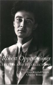 Cover of: Robert Oppenheimer, letters and recollections