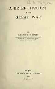 Cover of: A brief history of the great war