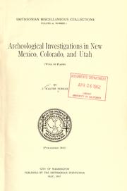 Cover of: Archaeological investigations in New Mexico, Colorado, and Utah: (with 14 plates)