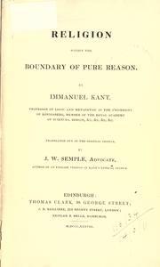 Cover of: Religion within the boundary of pure reason