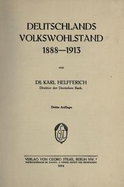 Cover of: Deutschlands Volkswohlstand 1888-1913.
