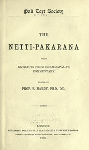 Cover of: The Netti-pakarana by edited by E. Hardy