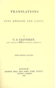 Cover of: Translation into English and Latin.