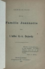 Cover of: G©Øen©Øealogie de la famille Jeannotte