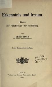 Cover of: Erkenntnis und Irrtum: Skizzen zur Psychologie der Forschung.