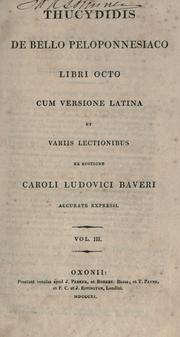 Cover of: De bello peloponnesiaco, libri octo by Thucydides