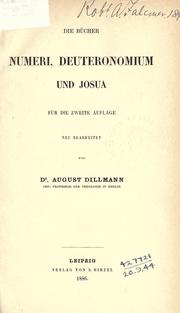Cover of: Die Bücher Numeri, Deuteronomium und Josua: für die zweite Auflage, neu bearbeitet