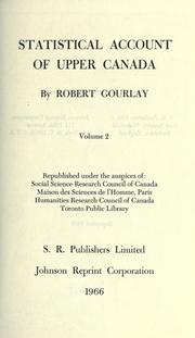 Statistical account of Upper Canada by Robert Gourlay