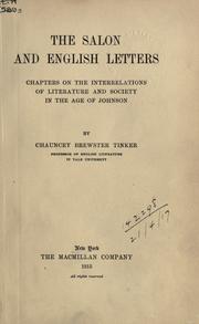 Cover of: The salon and English letters: chapters on the interrelations of literature and society in the age of Johnson