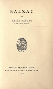 Cover of: Balzac | Г‰mile Faguet
