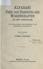 Cover of: Über den Ursprung der Wissenschaften: De ortu scientiarium : eine mittelalterliche Einleitungsschrift in die philosophischen Wissenschaften