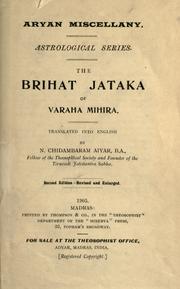 Cover of: The Brihat jataka by Varahamihira
