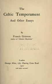 Cover of: Celtic temperament and other essays.