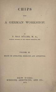 Cover of: Chips from a German workshop. by F. Max Müller