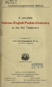 Cover of: A complete Hebrew-English pocket-dictionary to the Old Testament.