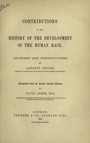 Cover of: Contributions to the history of the development of the human race