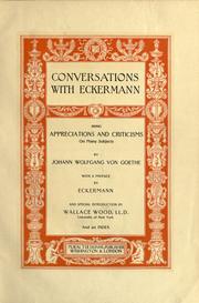 Cover of: Conversations with Eckermann: being appreciations and criticisms on many subjects