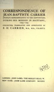 Cover of: Correspondence during his mission in Brittnay, 1793-1794