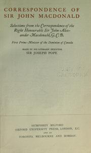Cover of: Correspondence of Sir John Macdonald