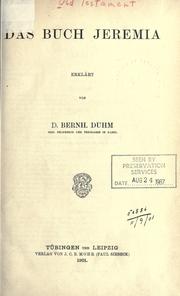 Cover of: Das Buch Jeremia