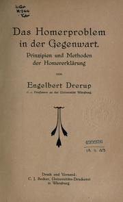 Cover of: Das Homerproblem in der Gegenwart.: Prinzipien und Methoden der Homererklärung.
