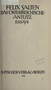 Cover of: Das Österreichische Antlitz: essays.