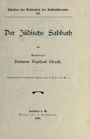 Cover of: jüdische Sabbath.