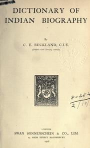 Cover of: Dictionary of Indian biography. by Charles Edward Buckland