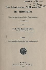 Die fränkischen Volksrechte im Mittelalter by Edwin Mayer-Homberg