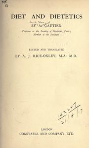 Cover of: Diet and dietetics by Émile Julian Armand Gautier